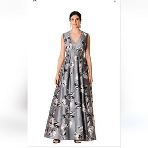 eShakti dupioni pleat floral gown. Has pokets!